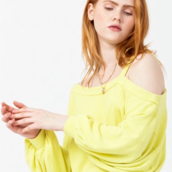 NWT Free People We the Free Flaunt It Top Small in Lemon Squeeze Yellow New - Picture 7 of 10